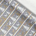 Papier cadeau de Noël gris vintage avec motifs de rennes et d'arbres or et blanc - Série de Noël-Forêt de Rennes Argent; 0,43*3m