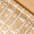Vintage Christmas kraft wrapping paper roll with silver reindeer and tree patterns - Christmas Series-Yellow Reindeer Forest; 0.43*3m