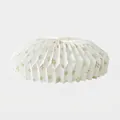 White pleated Christmas tree skirt base with gold snowflake print, 60-65cm diameter. - Snowflake Style (Customized) / White