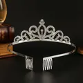 Couronne de diadème en cristal argenté avec peignes pour accessoires de cheveux mariée - Modèle D / Argent