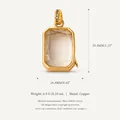 Elegante vergulde rechthoekige gefacetteerde kristallen medaillon hanger van koper. - Transparante Medaillon Hanger