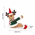 Cute Christmas reindeer plush doll curtain buckle for holiday home window decoration 33cm - Red and Green Knitted Reindeer Curtain Buckle