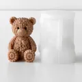 DIY mini cute beaded teddy bear silicone mold for scented candle making with detailed size specs - Bear Mold J-5786