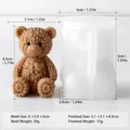 DIY mini cute beaded teddy bear silicone mold for scented candle making with detailed size specs - Bear Mold J-5786