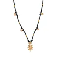 Collier fait main avec pendentif tarot style ethnique, cordon noir et breloques en or - Collier Tortue Corde Noire