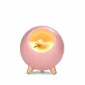 Adorable pink pet house night light featuring a warm LED glow cat and stylish wooden legs - Night Light Style / Pink
