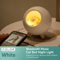 White spherical pet house night light featuring LED Bluetooth speaker bedside lamp - Bluetooth Speaker Style / White
