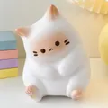 Adorable white and cream cat squishy toy made of slow rebound PU for effective stress relief. - Cat Squishy / Orange