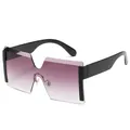 Stilvolle übergroße randlose Damen Sonnenbrille mit lila Verlaufsgläsern und schwarzem Rahmen - Schwarzer Rand Lila Verlauf (C12)