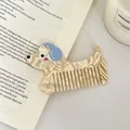 Peigne à cheveux mignon en acétate en forme de chien avec texture marbrée beige - 9.5cm x 6.4cm / Chien Musique