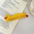 Peigne à cheveux en acétate jaune motif canard mignon à dents larges pour coiffure - Canard jaune