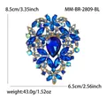 Grande spilla di lusso vintage con cristalli blu e dettagli di peso e misure - Oro KC - Blu (2809-BL)