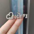 Silver-tone Queen letter brooch with sparkling rhinestones for stylish women clothing - Queen Letter Crown Style (BH11-Silver)