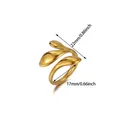 Detailed dimension view of organic gold leaf ring in millimeters and inches - Triple Droplet Open Ring (JZ8781G)