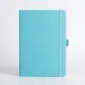 Professional B5 cyan business notebook with elastic closure and smooth leather cover - B5 / Aqua Blue