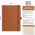 B5 light brown faux leather business notebook with elastic strap and 200 pages for office use - B5 / Light Brown
