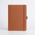 B5 light brown faux leather business notebook with elastic strap and 200 pages for office use - B5 / Light Brown