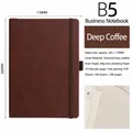 Professional B5 notebook with elastic strap in coffee brown leather finish 100 sheets - B5 / Dark Coffee
