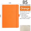 B5 business notebook with elastic strap and leather cover in vibrant orange finish - B5 / Orange