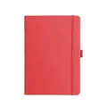 Red B5 business notebook with elastic band closure and plain texture leather cover finish - B5 / Red