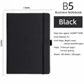 Professional black B5 business notebook featuring elastic strap and smooth leather cover - B5 / Black