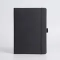 Professional black B5 business notebook featuring elastic strap and smooth leather cover - B5 / Black