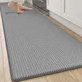 Premium grey 18mm thick anti-slip PU kitchen mat runner with durable woven texture - 44x150cm/10mm Thick / Dark Gray