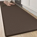 Premium anti-fatigue brown PU kitchen floor mat with non-slip texture and 18mm thickness - 44x150cm/10mm Thick / Brown