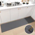 Tappeto da cucina grigio spesso 18mm in PU con superficie strutturata antiscivolo. - 45×120cm / Grigio
