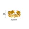 Detailed dimensions of a gold-plated stainless steel floral ring with 6mm height - Adjustable Open / Continuous Five-Petal Flower Style (G8078251)