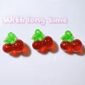 Three 3D translucent red acrylic cherry pendants for DIY phone case crafts and hair accessories. - Cherry Red