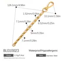 Premium gold stainless steel bag chain variant with lobster clasp and detailed measurements - Gold Lobster Clasp Chain (BL010023)