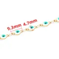 Gold-plated stainless steel evil eye chain link with blue enamel detail dimensions - Evil Eye White Base Green Eye (B648)