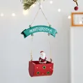 Festive metal Santa Claus hanging ornament with red basket and Merry Christmas banner - Santa Claus