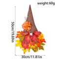 Autumn harvest festival gnome door hanger with colorful maple leaves and burlap hat decoration - Dark Maple Leaf Hat Style