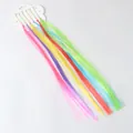 Set of vibrant rainbow synthetic hair extensions clips for children's styling - Mixed Bright Straight Hair With Bobby Pin