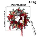 Christmas wreath decoration with red velvet bows, cotton balls, and pine cones, 47cm - Transparent Tree Wreath Without Light