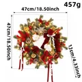 47cm Christmas wreath with red bows, pine cones, and LED lights for festive decor - Transparent Tree Wreath (With Light)