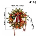 45cm Christmas wreath with LED lights, pine cones and red bows for holiday decoration - Coffee Bear Wreath Without Light