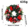 Festive 45cm Christmas wreath decorated with red baubles and pine cones, 635g weight specification - Pine Cone Snowflake Christmas Wreath-SH (A-2306)