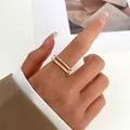 Gold multi-layer geometric ring with white enamel drip oil finish for index finger - White Enamel Multi-layer (K-843) / Gold