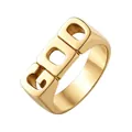 Retro hip-hop men's titanium steel ring featuring a bold gold GOD design - Size 7 / Gold