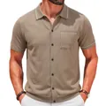 Cardigan polo in maglia kaki casual da uomo con eleganti dettagli a contrasto bianchi - Taglia M / Top / Kaki