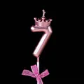 Candela di compleanno numero 7 rosa metallizzato con corona e fiocco glitterato - Corona Fiocco Numero Rosa 7