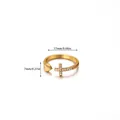 Detailed view of adjustable gold ring with cross and heart motifs showing 17mm diameter size - Gold Heart Cross Style (G7198130)