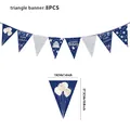 Dark blue birthday party triangle banner with glitter silver 8pcs set - Pennant Banner (8-Pack)