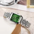 Elegant square ladies' quartz watch with green dial and silver steel band - Square Watch (M1620) / Green Dial Silver Case