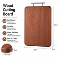 Solid ebony wood cutting board rectangular heavy duty kitchen chopping board 35x25x3cm - Square / T-Handle Full Arc Groove Style / 35*25*3cm