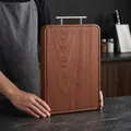 Tagliere in legno di ebano massiccio rettangolare robusto per cucina 35x25x3cm - Quadrato / Stile a scanalatura ad arco completo con maniglia a T / 35*25*3cm