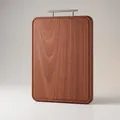 Tagliere in legno di ebano 40x30x3cm con resistente manico in acciaio inox per cucina - Quadrato / Stile a scanalatura ad arco completo con maniglia a T / 40*30*3cm